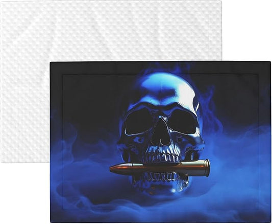 Waterproof Dog Blanket Soft Pet Blanket for Puppy Cat, Fleece Cat Throw Blankets for Furniture Bed Couch Sofa Reversible - Steel Skull