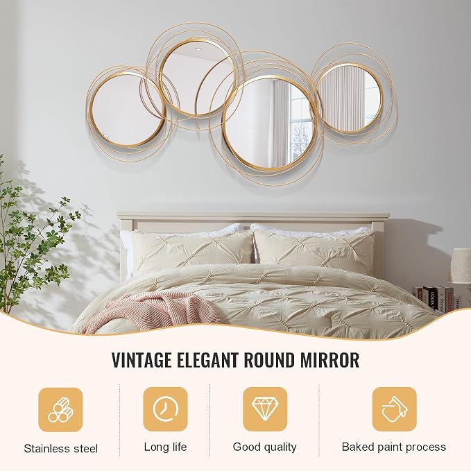 Large Decorative Wall Mirror, Modern Gold Wall Art Mirrors
