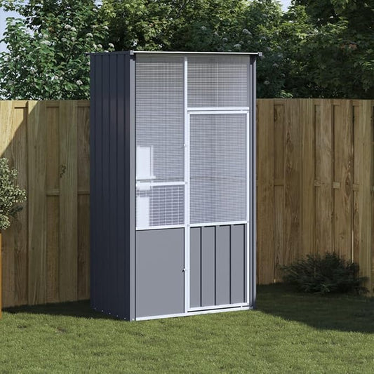 Bird Cage Galvanized Steel, Large Bird Cage with Wire Mesh Grids and Lockable Door, Aviary Spacious and Versatile Cage Ideal for Birds, Rabbits, Chickens, Anthracite 45.3"x30.7"x78.7"