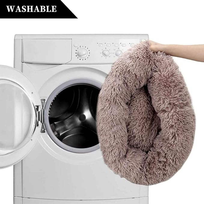 Myuilor Warming Round Dog Bed for Small, Medium and Large Dogs & Cats, Short & Long Plush Pet Bed, Luxurious Faux Fur Donut Cuddler, Bolster Pet Bed & Sofa, Machine Washable 40CM 16Inch