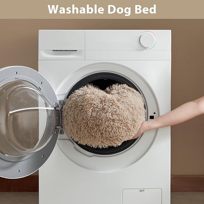 WNPETHOME Calming Dog Bed & Cat Bed,Small Dog Bed Donut Design Faux Fur Anti-Anxiety Dogs Beds,Fluffy Pet Cushion Pet Beds for Small Dogs and Cats (20 x 20 Inch, Brown)