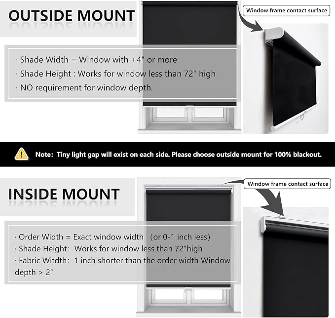 AOSKY Cordless Roller Shades Blackout Blinds