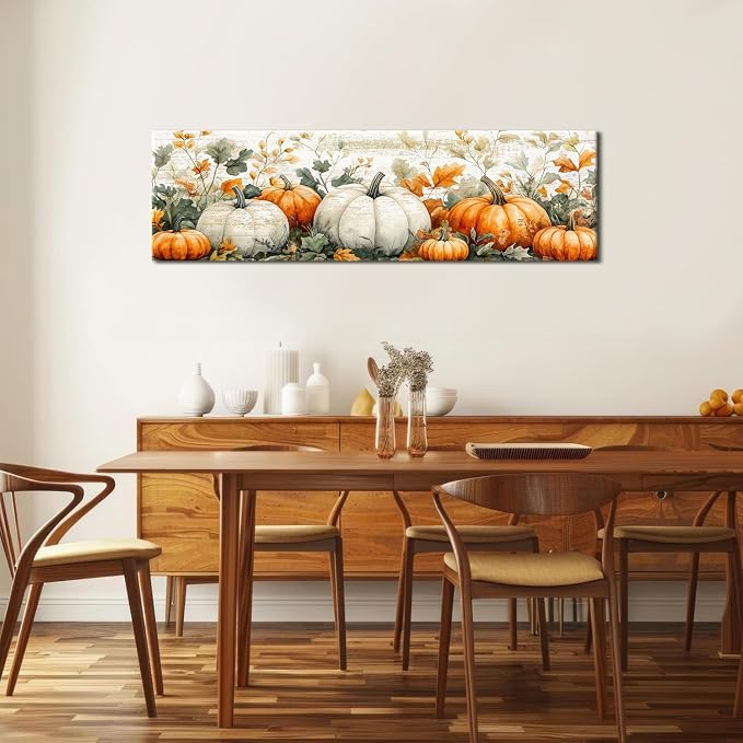 Pumpkin Canvas Wall Art Fall Picture Botanical Wall Decor