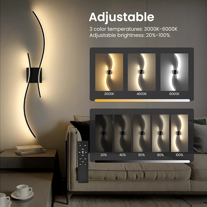 Battery Operated Wall Sconces Set of Two, 10000mAh Rechargeable Modern Wall