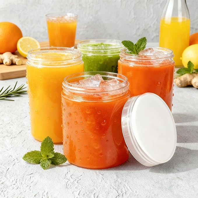 Eternal Moment 36 Pack 8 OZ Plastic Jars Round Clear Cosmetic Container Jars with Clear Lids, Perfect for Lotion, Slime，Cream, Ointments, Makeup, Eye Shadow, Samples, Pot, Travel Storage