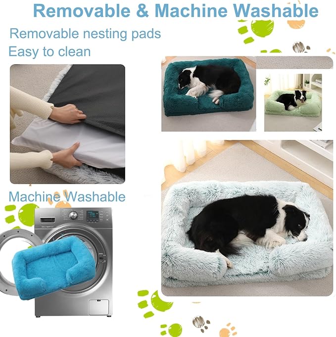 Dog Beds Large Sized dog Orthopedic, Sofa Dog Bed with Waterproof Lining and Nonskid Bottom, Rectangle Washable Dog Bed for Medium Small Dogs and Cats Comfortable ( Color : Blue , Size : 23 x 18" )