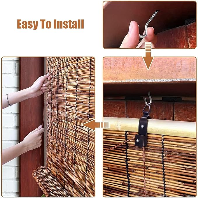 Bamboo Blinds for Patio, Outdoor Bamboo Roll up Shades, Waterproof Cordless