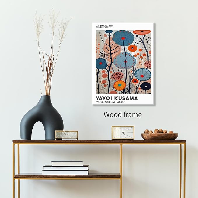 Yayoi Kusama Framed Wall Art 20x30in Vintage Japanese Painting Posters Tokyo