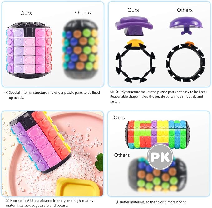 R.Y.TOYS Rotate and Slide Puzzle-Design Patent,Fidget Toys(Restore Order/Create Patterns) 12 Colors,10 Layers-Open Cover for Quick Play,Brain Teaser,Sensory Toys,Birthday Gifts,Easter Basket Stuffers