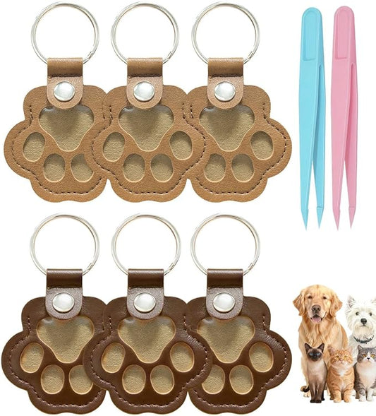 Paw Dog Hair Keychain - Premium Leather Pet Fur Keepsake, Waterproof Memory Charm for Dog/Cat Lovers, Bag & Key Accessory