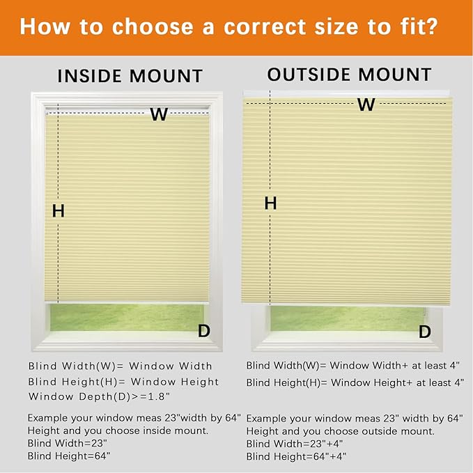 Persilux 100% Blackout Cordless Cellular Shades & Blinds Honeycomb Blinds Bottom up Thermal Insulated Window Shades for Home, Windows and Kitchen, Cream, 47" W x 38" H