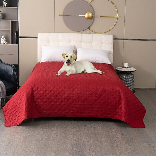 GIBZ Waterproof Dog Bed Cover Anti Slip Pet Furniture Protector Blanket Washable Thick Quilted Mat, Red, 50.8x76.2cm