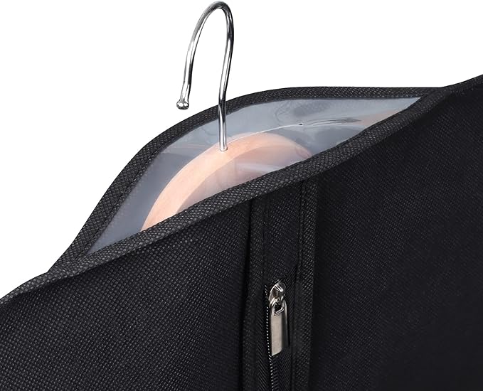 KEEGH Garment Bags for Hanging Clothes 60" (Set of 6) Dress Bags for Gowns Long Dress Bags for Closet Storage with Zipper and Eye-Hole for Folding for Suit Coats Dresses, Black