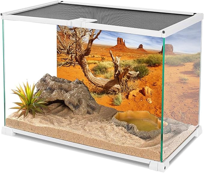 AWERT 72x16 inches Reptile Habitat Background Orange Desert Terrarium Background Durable Polyester Background