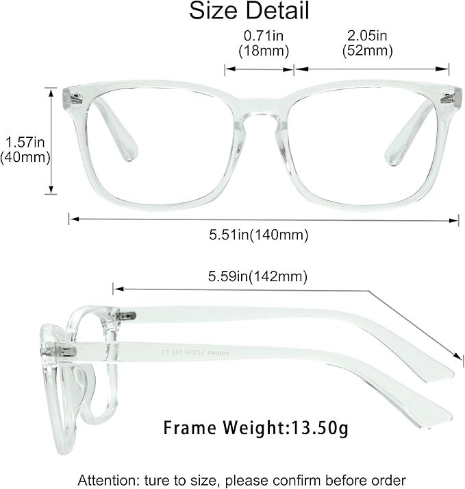 YEIN Bifocal Reading Glasses with Blue Light Blocking Lenses, Bifocal Reader for Women and Men, Vintage Square frame with Spring Hinge (+0.75/+3.25 magnification)
