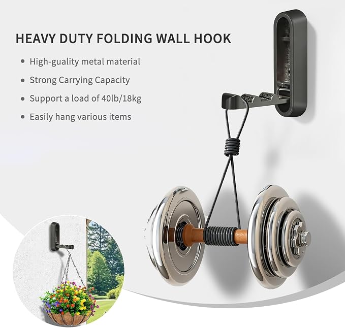 6PCS Foldable Wall Hooks, Zinc Alloy Flip Down Hooks, Retractable Wall Hooks