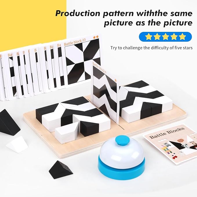 Brain Teaser Puzzles, Wooden Blocks Logic Game with 80 Challenges for Kids, Teens & Adults - IQ Test Mind Puzzle Toys, Perfect Birthday Gifts & Stocking Stuffers for Boys & Girls
