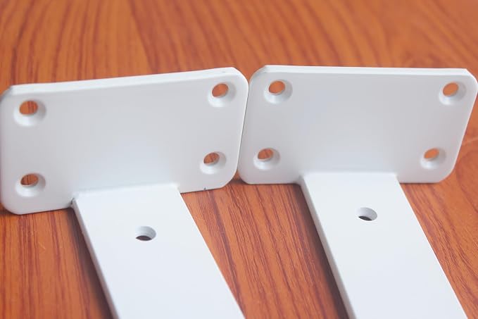 4 Pack - 10 inch White Hidden L Shelf Bracket Iron Floating Shelf Brackets