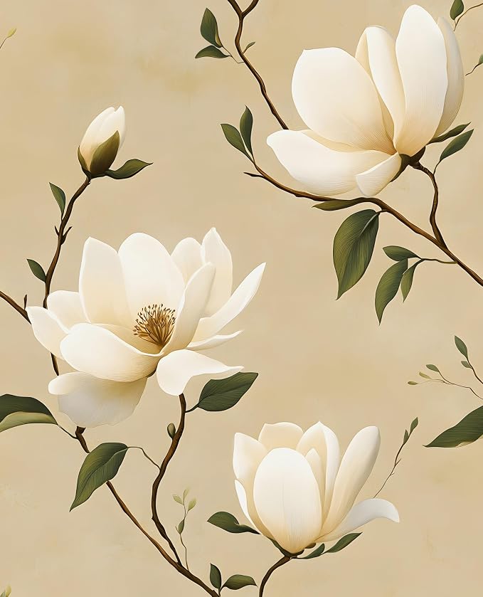 Floral Peel and Stick Wallpaper Vintage Khaki Contact Paper 17.5''x393'' Vinyl