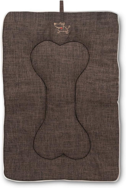 Best Pet Supplies Machine Washable Dog Crate Mat – Double-Sided Kennel Pad - Brown Linen, S (24 x 17)
