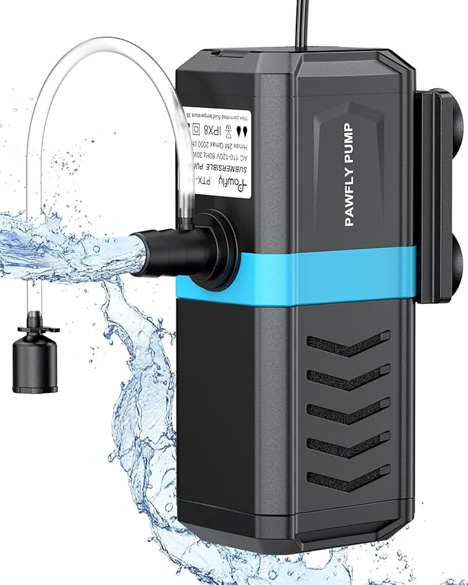 Pawfly Internal Aquarium Filter for 50-120 Gallon Fish Tanks Adjustable Fish Tank Filter with 550 GPH Powerful Water Pump Ultra Quiet Submersible Filter for Freshwater Saltwater Pond Filtration