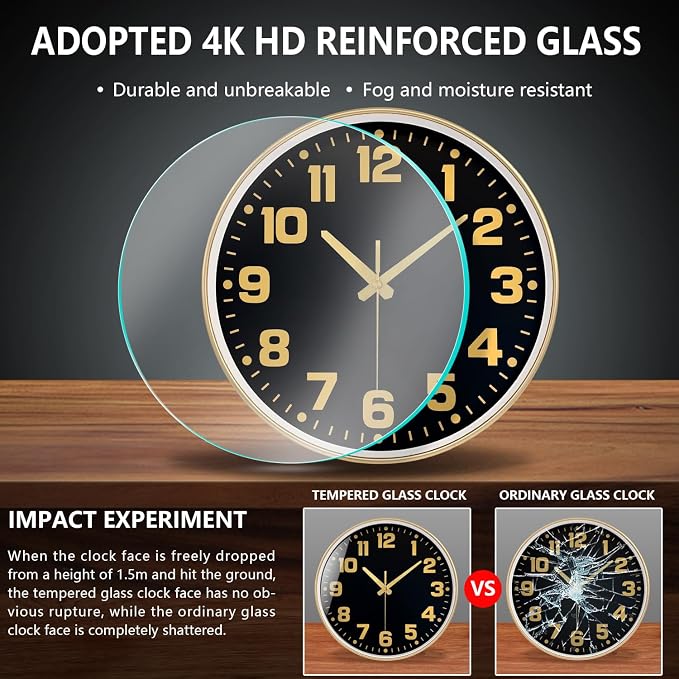 Modern Silent Wall Clock, 10inch Non-Ticking Analog Battery Operated Clock