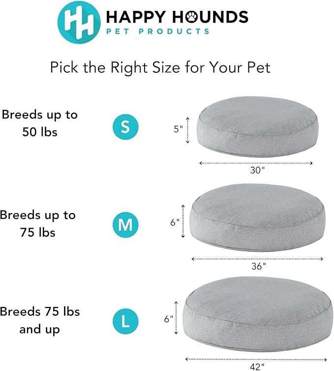 Gordie Round Indoor/Outdoor Pillow Style Dog Bed, Blue Heather, Small