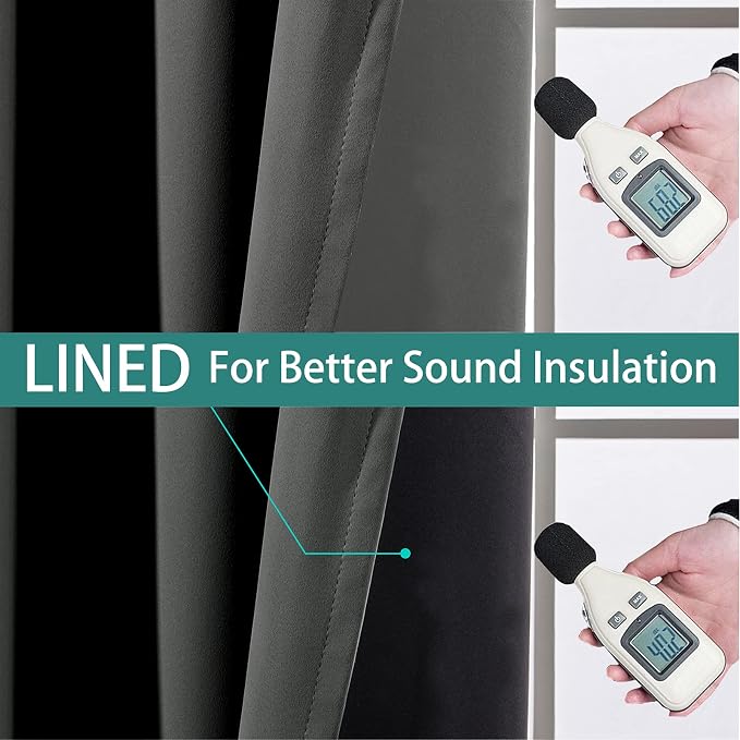 Yakamok Total Blackout Curtains, 2 Thick Layers Completely Blackout Soild