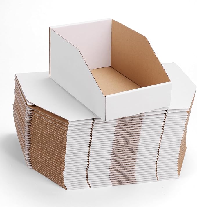 ZBEIVAN Cardboard Storage Bins Boxes 35 Packs 9.4x6x4.5 Inches, Easy Assembly Pantry Organizer Bins for Shelf, White