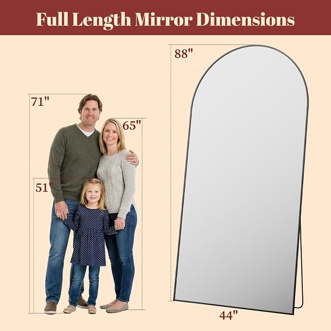 Suidia 88"x44" Arched Full Length Mirror