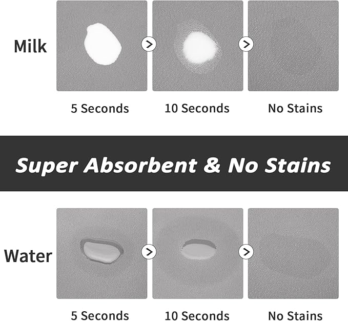 Dog Food Mat - Absorbent Cat Mat for Food and Water, No Stains Pet Feeding Bowl Mat, Easy to Clean Pet Placemats, Quick Dry Dog Water Dispenser Mat for Messy Drinkers | Paw Grey 18"x 34"