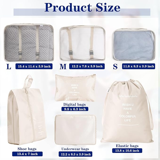 28 Pcs Packing Cubes Packing Organizers Luggage Organizer Bags Foldable Travel Luggage Cubes Suitcases Organizer Bags (Dark Color)