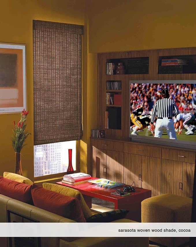Cordless Woven Wood Roman Shades, 37W x 72H, Hatteras Cocoa, Sizes 20-72 Wide