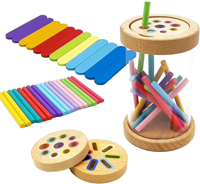 Montessori Shape & Color Sorting Montessori Toys for Toddlers 3, Wooden Fine Motor Skills Sensory Toy Preschool Learning Toys Travel Gift for Boys and Girls (Acrylic Set)