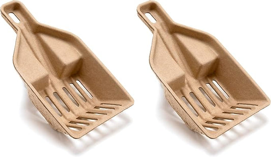 Kitty Sift FiberScoop Disposable Litter Scoop, Plastic-Free & Sustainable - Natural, One Size (Pack of 2)