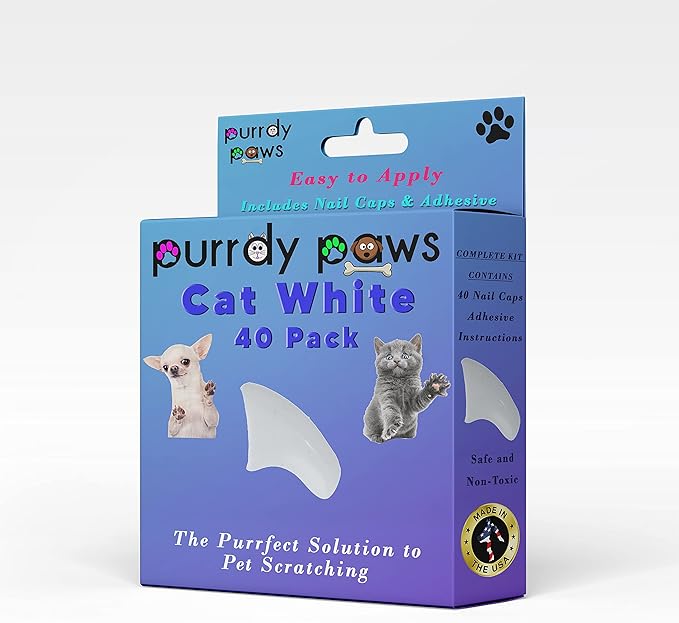 40 Pack Soft Nail Caps for Cat Claws White Large
