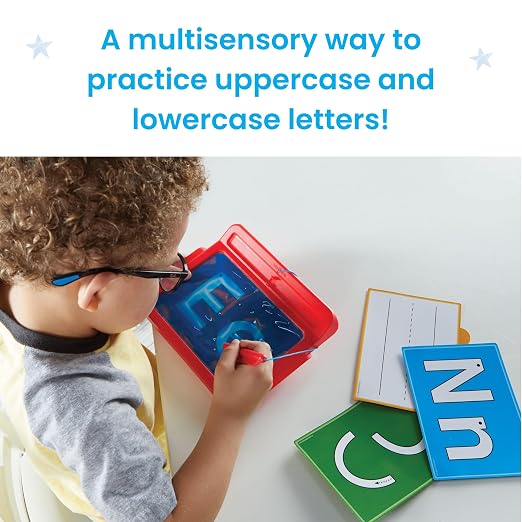 hand2mind Letter Tracing Sensory Pad, Fine Motor Activities, Ages 3+ | Handwriting Practice Kids, Letter Tracing Board, Toddler Writing Practice, Montessori Alphabet Toys, Preschool Learning Toys