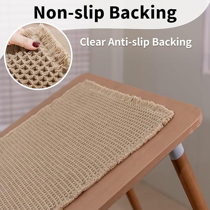 Waffle Bath Mat - Boho Bathroom Rugs Non Slip Washable, Super Absorbent & Quick Dry, Soft Bath Mat Farmhouse Bathroom Decor, 24'' x 36'', Khaki