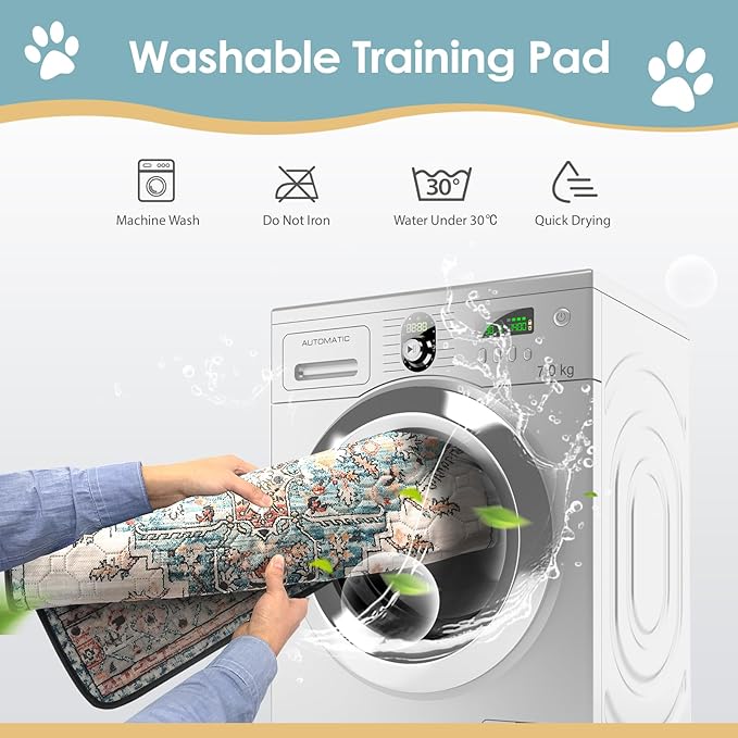 Washable Pee Pad for Dogs Extra Large, 72" x 72" Reusable Puppy Pads Waterproof Dog Rugs, Super Absorbent, Leakproof, Dog Crate Pad, Playpen Mat, Whelping Pads, Blue Medallion