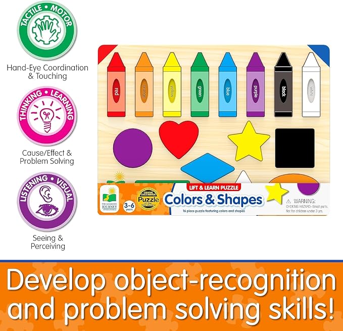 The Learning Journey: Lift & Learn Puzzle Colors & Shapes – Preschool Toys & Activities for Children Ages 3 and Up – Award Winning Educational Toy
