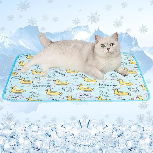 SEIS Dog Ice Pad Ice Silk Cats Kennel Mat Pet Cooling Pad Summer Cool Bamboo Mat Breathable Pad (Duck, S)
