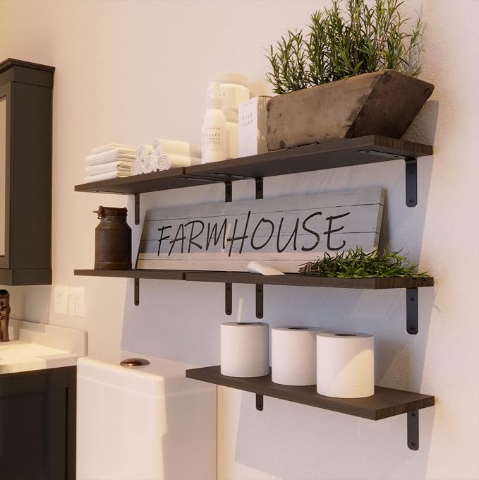 RICHER HOUSE Floating Shelves for Wall Décor, Rustic Wood Wall Mounted Shelves