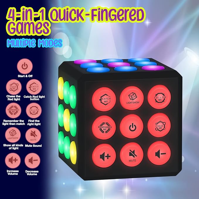 Electronic Brain & Memory Game Cube - Fun Toy Gift Ideas for Ages 6-12+ Year Old Boy & Girl - Cool Toys for Boys and Girls - Handheld Games Gifts for Kids and Teens