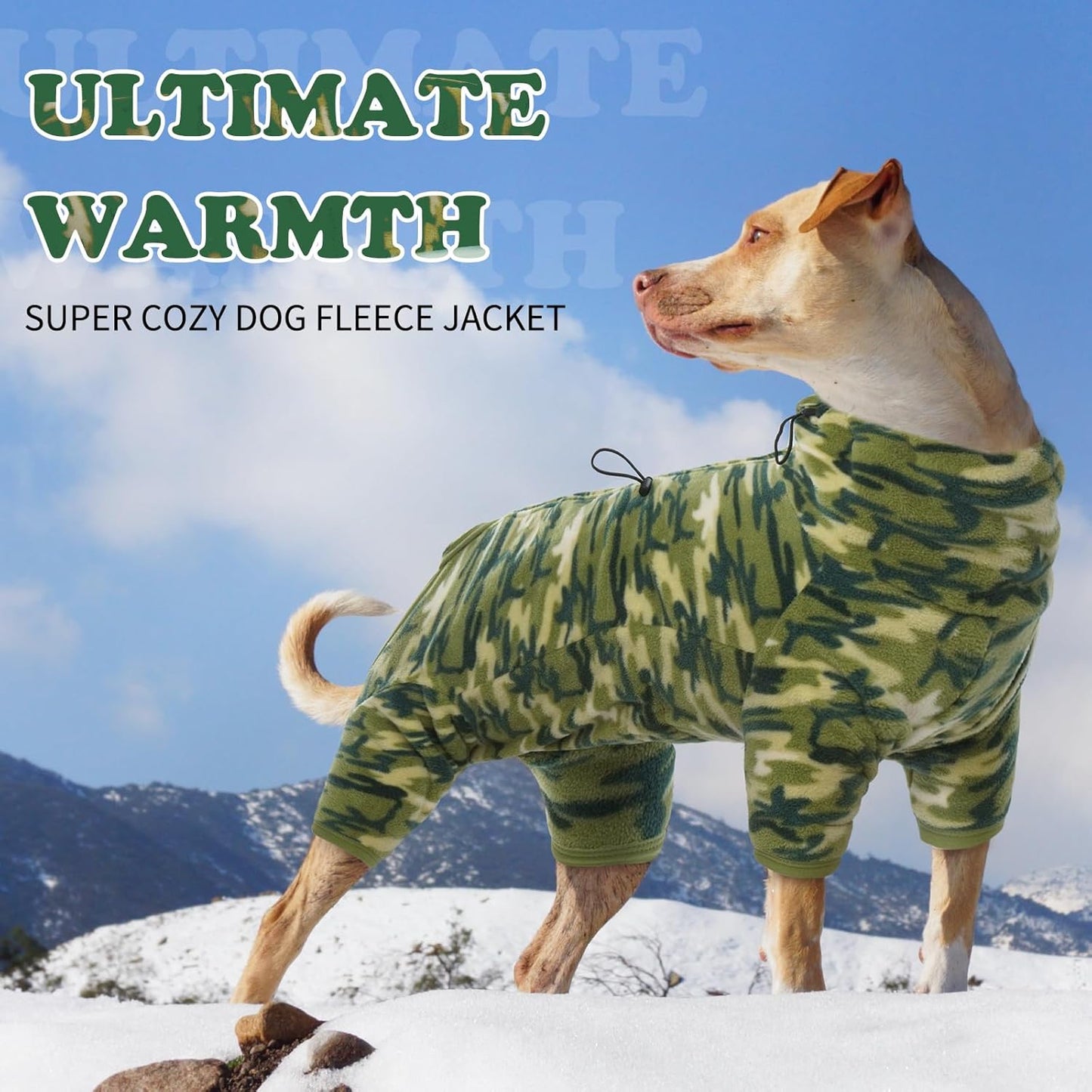 ROZKITCH Dog Jackets for Large Dogs Camo with Long Sleeve, Pet Windproof Warm Cold Weather Jacket Vest with Luminous Zipper, Jumpsuit Apparel Outfit Clothes for Small Medium Large Dog Camo XS