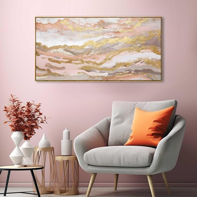 YJYart Pink Abstract Wall Art/Girl Room 20x40 Inch/Large Wall Art