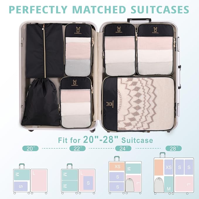 See Through Expandable Compression Packing Cubes, Mesh Travel Packing Cubes for Suitcases, Lightweight Organizers Bag Set for Travel Essentials for Luggage