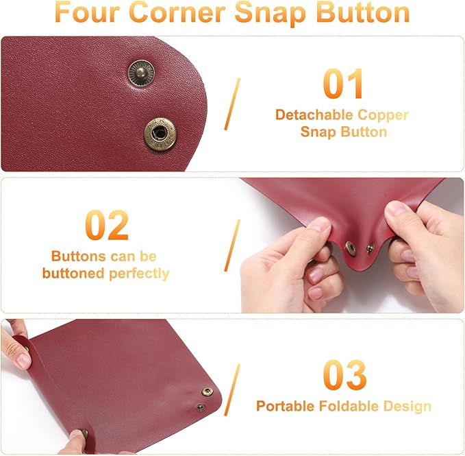 HARFINGTON 4pcs PU Leather Valet Tray Unisex Folding Small Catchall Tray Portable Entryway Table Tray Nightstand Bedside Desk Tray for Key Wallet Watch Coin Jewelry Dice, Yellow