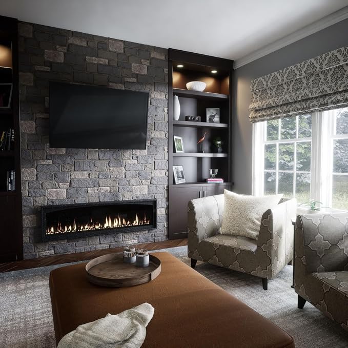 EverStone Cobblestone Faux Stone Panel, Midnight Granite Color