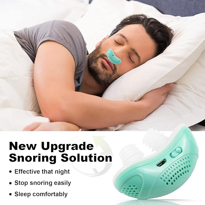 Electric Anti Snoring Devices, Mini Machine, Airing Micro for Travel, Sleep Apnea Devices, Snoring Solution for Men and Women, Suitable for All Nose Shapes (Mint Green)