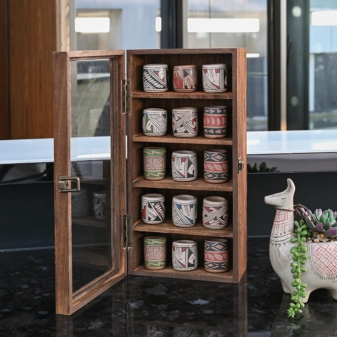 Ikee Design Wall Mounted Wooden Collectible Display Case 5 Shelf Display